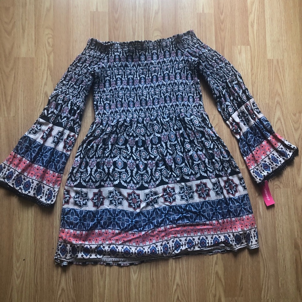 XHILARATION OFF SHOULDER LONG SLEEVE DRESS